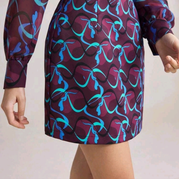 Women Purple Geometric Print Skirt, Autumn/Winter, Christmas, New Year's - Picture 4 of 4